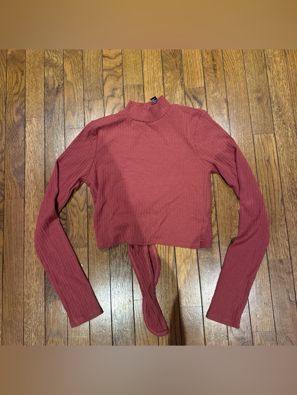 Forever 21 Ribbed Mock Neck Crop Top - Dusty Rose